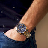 Buy Shop Guess Hendrix Chronograph Blue Dial Two Tone Steel Strap Watch for Men - W1309G4 USA Online