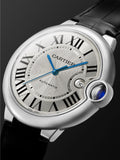 Buy Shop Cartier Ballon Bleu de Cartier Silver Dial Black Leather Strap Watch for Men - WSBB0026 USA Online