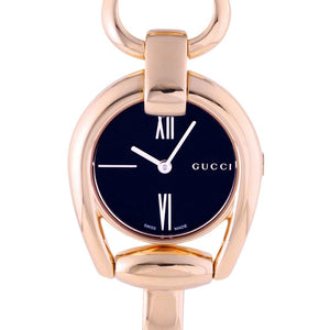 Buy Shop Gucci Horsebit Collection Black Dial Rose Gold Steel Strap Watch For Women - YA139507 USA Online
