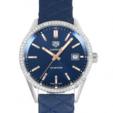 Tag Heuer Carrera Quartz 39mm Diamond Blue Dial Blue Leather Strap Watch for Women - WAR1114.FC6391