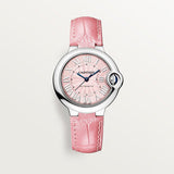 Buy Shop Cartier Ballon Blue De Cartier Pink Dial Pink Leather Strap Watch for Women - WSBB0031 USA Online