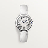 Buy Shop Cartier Ballon Bleu De Cartier Silver Dial White Leather Strap Watch for Women - W6920086 USA Online