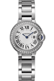Buy Shop Cartier Ballon Bleu De Cartier Diamonds White Dial Silver Steel Strap Watch for Women - W4BB0015 USA Online