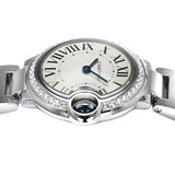 Buy Shop Cartier Ballon Bleu De Cartier Diamonds White Dial Silver Steel Strap Watch for Women - W4BB0015 USA Online