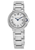 Buy Shop Cartier Ballon Bleu De Cartier Diamonds White Dial Silver Steel Strap Watch for Women - W4BB0015 USA Online