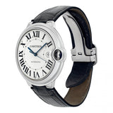 Buy Shop Cartier Ballon Bleu de Cartier Silver Dial Black Leather Strap Watch for Men - WSBB0026 USA Online