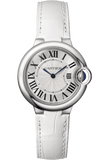 Buy Shop Cartier Ballon Bleu De Cartier Silver Dial White Leather Strap Watch for Women - W6920086 USA Online