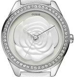 Buy Shop Guess Rosette Analog White Dial White Leather Strap Watch For Women - W75043L1 USA Online