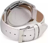 Buy Shop Guess Rosette Analog White Dial White Leather Strap Watch For Women - W75043L1 USA Online