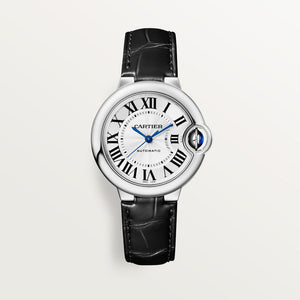 Buy Shop Cartier Ballon Bleu De Cartier Silver Dial Black Leather Strap Watch for Women - WSBB0030 USA Online