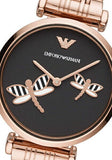 Buy Shop Emporio Armani Gianni T Bar Black Dial Rose Gold Steel Strap Watch For Women - AR11206 USA Online