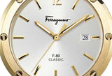 Buy Shop Salvatore Ferragamo F-80 Classic White Dial Brown Leather Strap Watch for Men - SFDT00819 USA Online