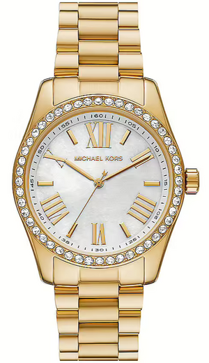 Buy Shop Michael Kors Lexington Mother of Pearl White Dial Gold Steel Strap Watch for Women - MK1079 USA Online