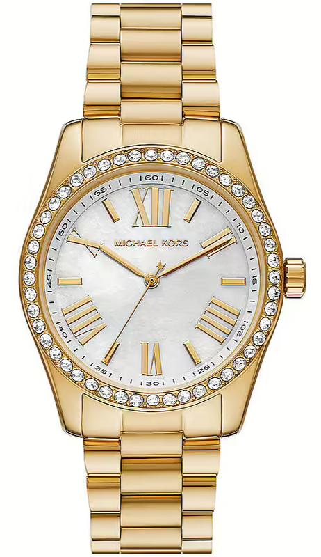 Buy Shop Michael Kors Lexington Mother of Pearl White Dial Gold Steel Strap Watch for Women - MK1079 USA Online