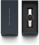 Buy Shop Daniel Wellington Classic Petite Dover Black Dial White NATO Strap Watch For Women - DW001000314 USA Online