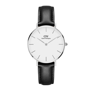 Buy Shop Daniel Wellington Classic Petite Sheffield White Dial Black Leather Strap Watch For Women - DW00100186 USA Online