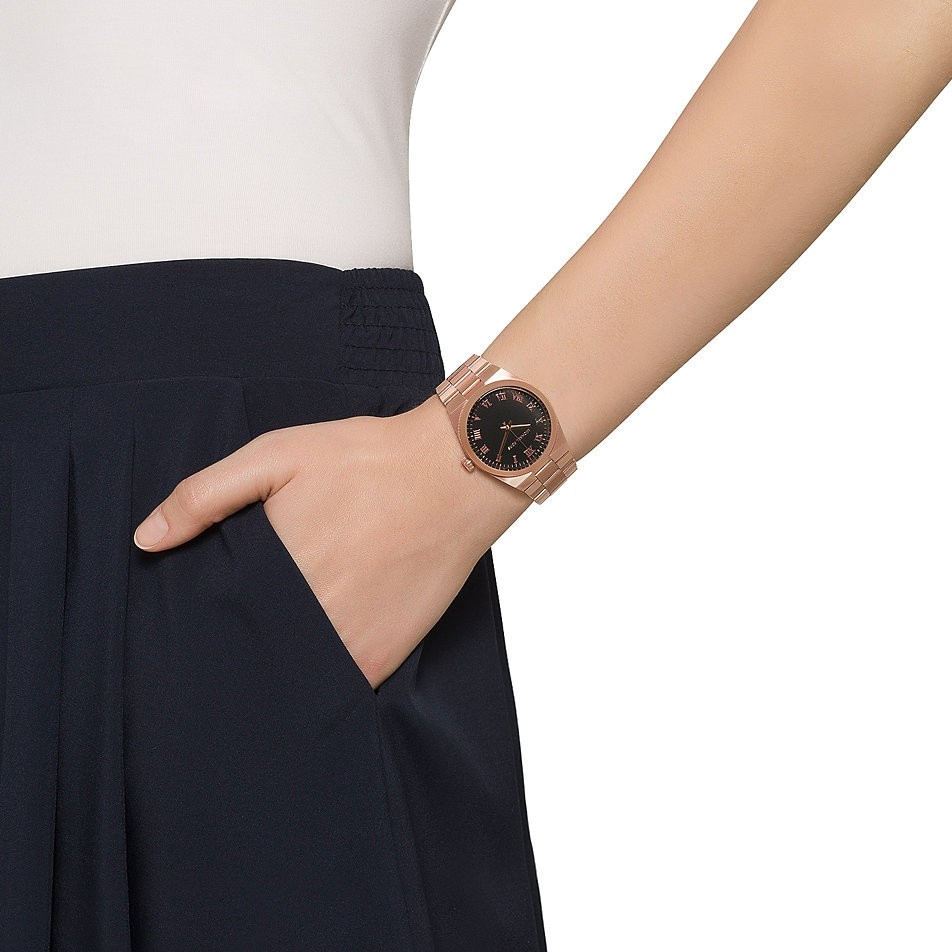 Buy Shop Michael Kors Channing Black Dial Rose Gold Steel Strap Watch For Women - MK5937 USA Online