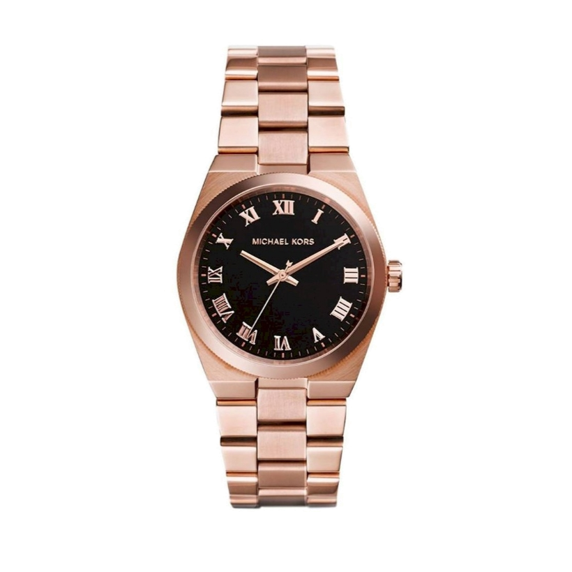Buy Shop Michael Kors Channing Black Dial Rose Gold Steel Strap Watch For Women - MK5937 USA Online