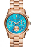 Buy Shop Michael Kors Runway Chronograph Turquoise Dial Rose Gold Steel Strap Watch For Women - MK6164 USA Online