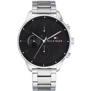 Buy Shop Tommy Hilfiger Chase Quartz Black Dial Silver Steel Strap Watch For Men - 1791485 USA Online