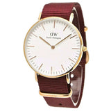 Buy Shop Daniel Wellington Classic Roselyn White Dial Maroon Nylon Strap Watch For Women - DW00100267 USA Online