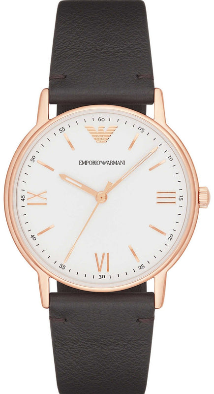 Buy Shop Emporio Armani Dress Quartz White Dial Brown Leather Strap Watch For Men - AR11011 USA Online