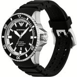 Buy Shop Emporio Armani Sea Explorer Automatic Black Dial Black Silicone Strap Watch For Men - AR60078 USA Online