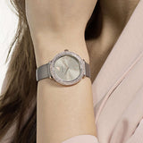 Swarovski Crystal Frost Grey Dial Grey Leather Strap Watch for Women - 5484067