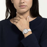 Buy Shop Swarovski Crystal Frost Silver Dial White Leather Strap Watch for Women - 5484070 USA Online