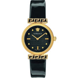 Versace Greca Meander Black Dial Black Leather Strap Watch for Women - VELW00420