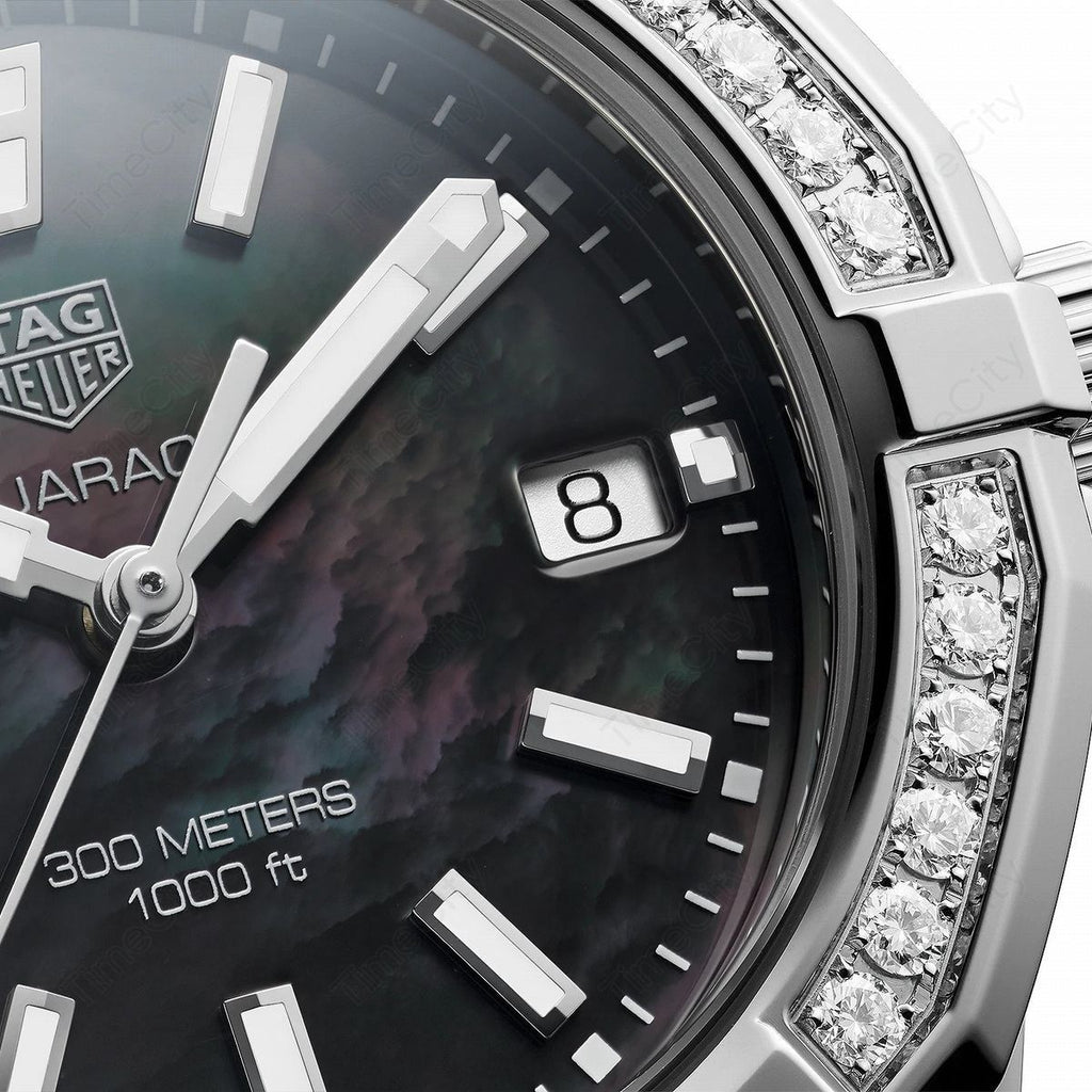 Buy Shop Tag Heuer Aquaracer Diamonds Mother of Pearl Black Dial Black Nylon Strap Watch for Women - WAY131P.FT6092 USA Online
