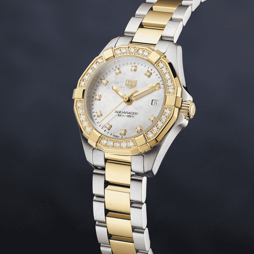 Buy Shop Tag Heuer Aquaracer Quartz Diamonds Mother of Pearl Dial Two Tone Steel Strap Watch for Women - WBD1423.BB0321 USA Online