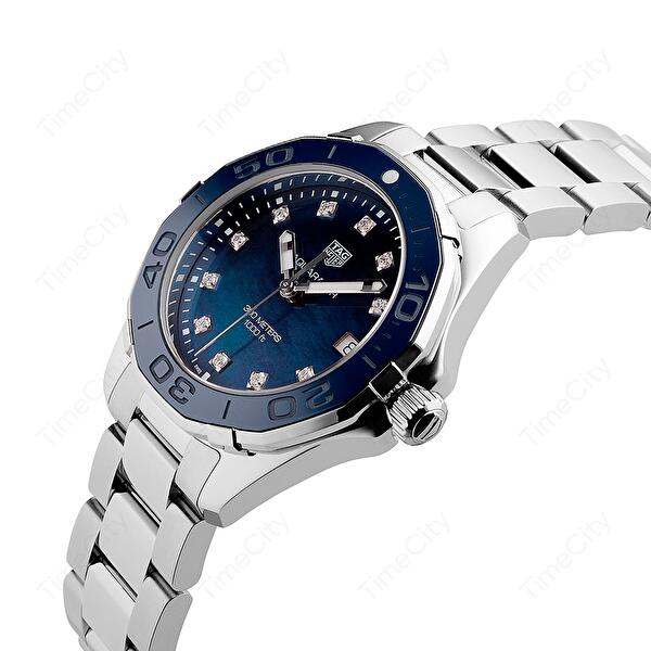 Buy Shop Tag Heuer Aquaracer Diamonds Blue Dial Silver Steel Strap Watch for Women - WAY131L.BA0748 USA Online