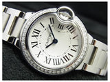 Buy Shop Cartier Ballon Bleu De Cartier Diamonds White Dial Silver Steel Strap Watch for Women - W4BB0015 USA Online
