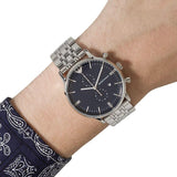 Buy Shop Emporio Armani Gianni Chronograph Blue Dial Silver Steel Strap Watch For Men - AR1648 USA Online