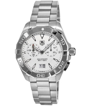 Buy Shop Tag Heuer Aquaracer Chronograph White Dial Silver Steel Strap Watch for Men - WAY111Y.BA0928 USA Online