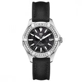 Buy Shop Tag Heuer Aquaracer Diamonds Mother of Pearl Black Dial Black Nylon Strap Watch for Women - WAY131P.FT6092 USA Online