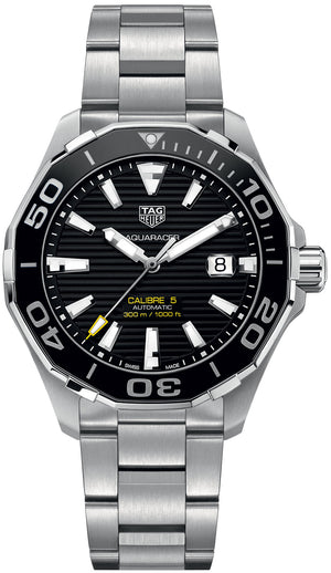 Tag Heuer Aquaracer Black Dial Silver Steel Strap Strap Watch for Men - WAY201A.BA0927