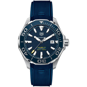 Buy Shop Tag Heuer Aquaracer Calibre 5 Automatic Blue Dial Blue Rubber Strap Watch for Men - WAY201B.FT6150 USA Online