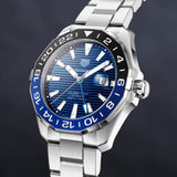 Buy Shop Tag Heuer Aquaracer GMT Calibre 6 Automatic Blue Dial Silver Steel Strap Watch for Men - WAY201T.BA0927 USA Online