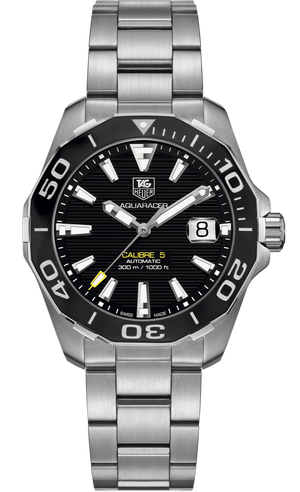 Buy Shop Tag Heuer Aquaracer Automatic Black Dial Silver Steel Strap Watch for Men - WAY211A.BA0928 USA Online