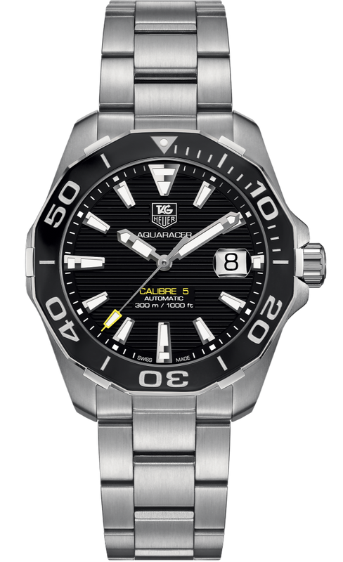 Buy Shop Tag Heuer Aquaracer Automatic Black Dial Silver Steel Strap Watch for Men - WAY211A.BA0928 USA Online