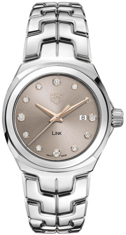 Buy Shop Tag Heuer Link Quartz Brown Dial Silver Steel Strap Watch for Women - WBC131E.BA0649 USA Online