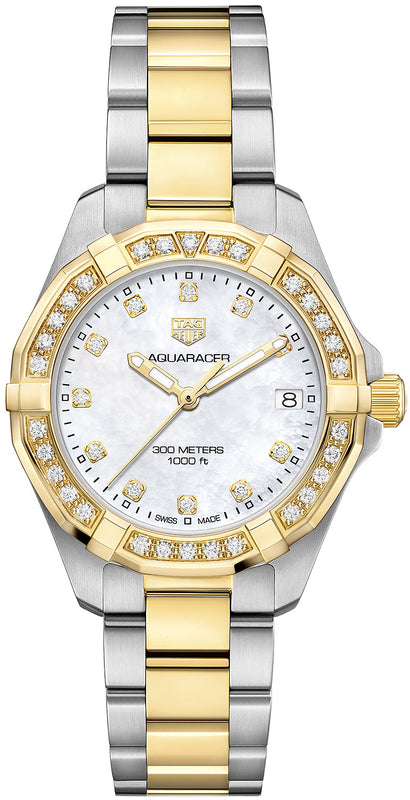Buy Shop Tag Heuer Aquaracer Diamonds Mother of Pearl Dial Two Tone Steel Strap Watch for Women - WBD1323.BB0320 USA Online