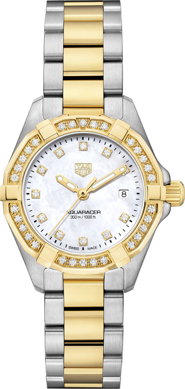 Buy Shop Tag Heuer Aquaracer Quartz Diamonds Mother of Pearl Dial Two Tone Steel Strap Watch for Women - WBD1423.BB0321 USA Online
