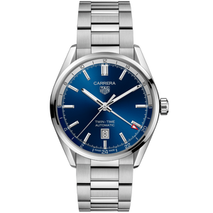 Buy Shop Tag Heuer Carrera Twin Time Blue Dial Silver Steel Strap Watch for Men - WBN201A.BA0640 USA Online
