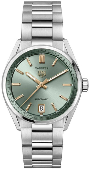 Buy Shop Tag Heuer Carrera Date Automatic 18K Green Dial Silver Steel Strap Watch for Women - WBN2312.BA0001 USA Online