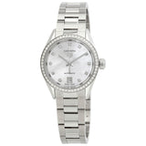 Buy Shop Tag Heuer Carrera Date Diamonds Mother of Pearl Dial Silver Steel Strap Watch for Women - WBN2414.BA0621 USA Online