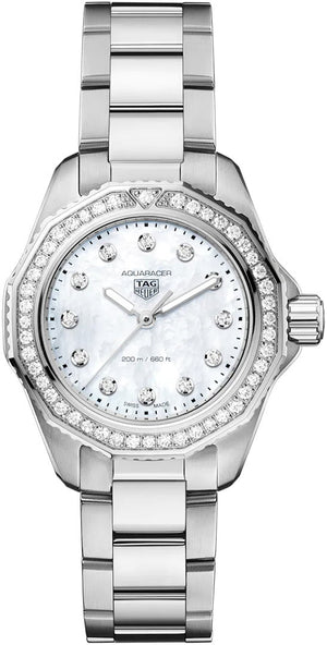 Buy Shop Tag Heuer Aquaracer Professional 200 Quartz Diamond Mother of Pearl Dial Silver Steel Strap Watch for Women - WBP1417.BA0622 USA Online