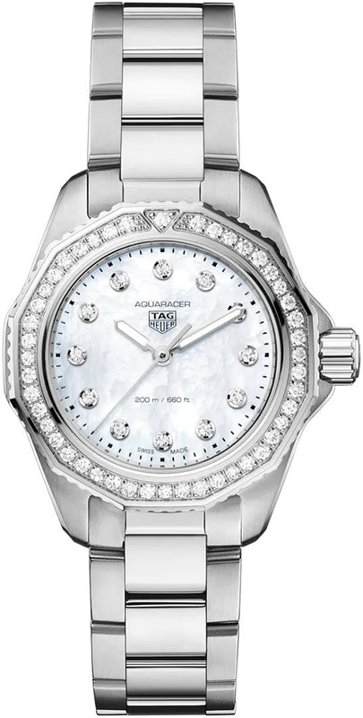 Buy Shop Tag Heuer Aquaracer Professional 200 Quartz Diamond Mother of Pearl Dial Silver Steel Strap Watch for Women - WBP1417.BA0622 USA Online
